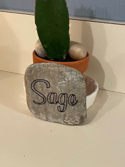 Laser Engraved Herb Rocks