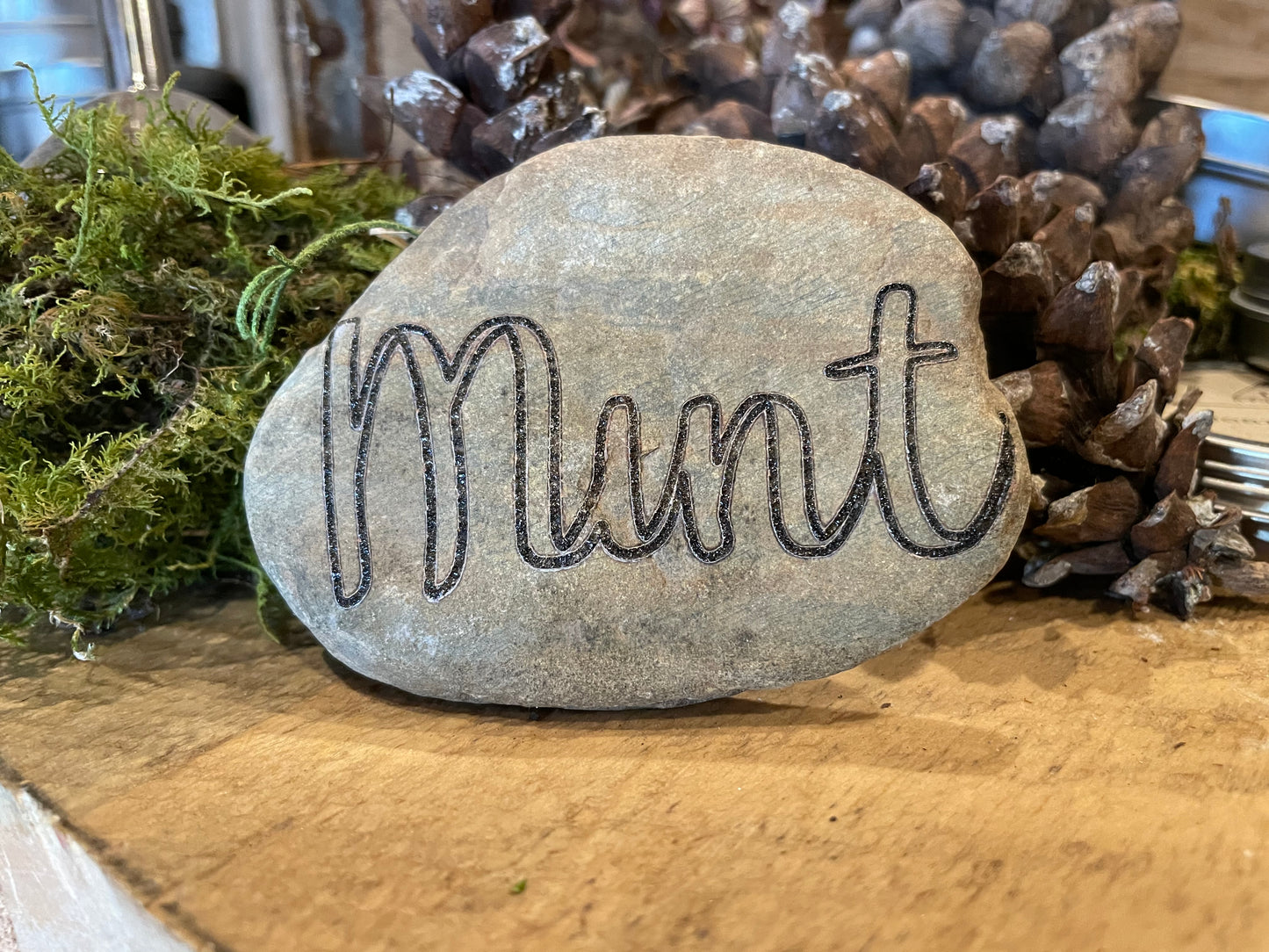 Laser Engraved Herb Rocks