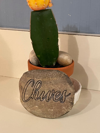 Laser Engraved Herb Rocks