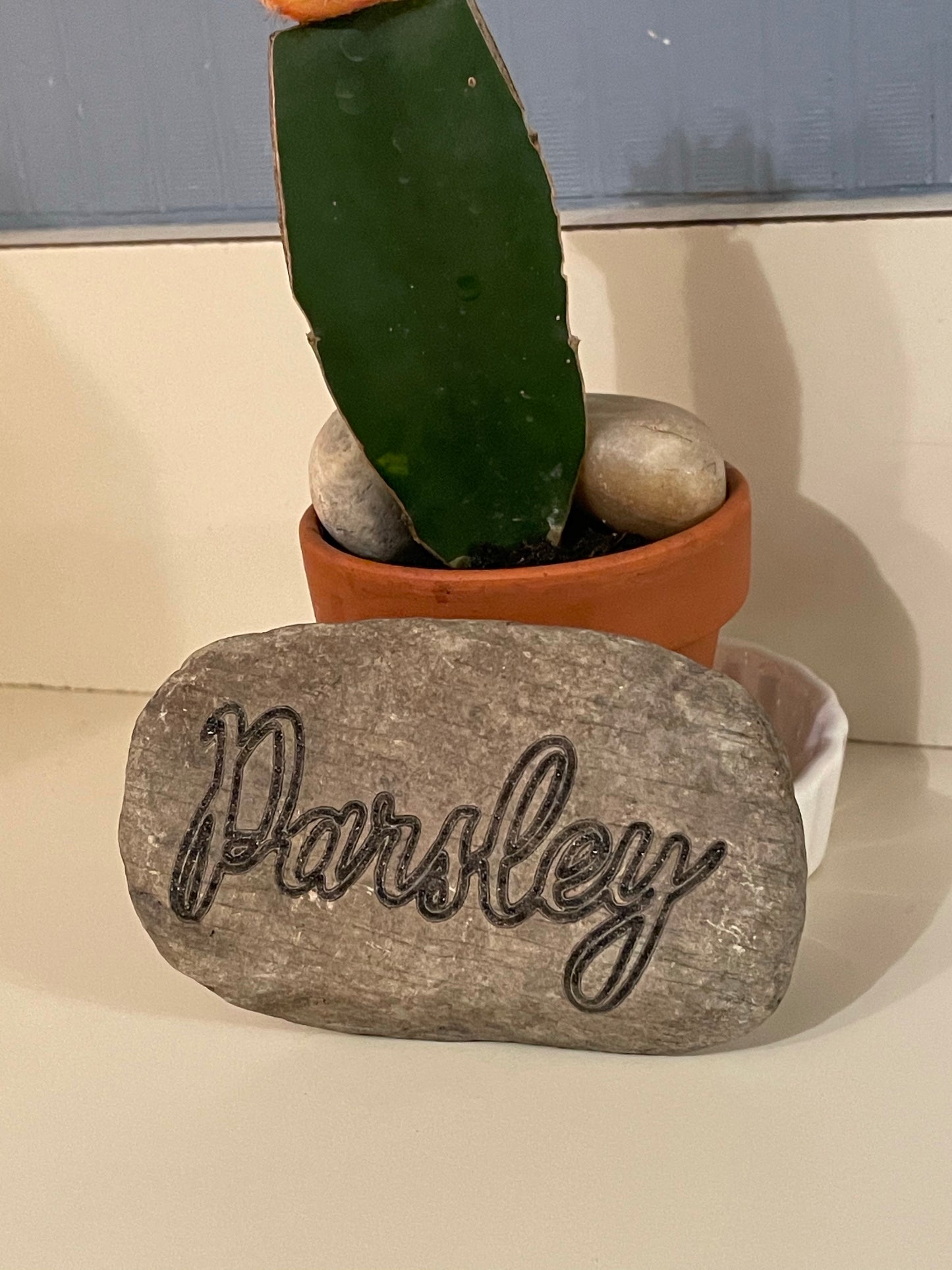 Laser Engraved Herb Rocks